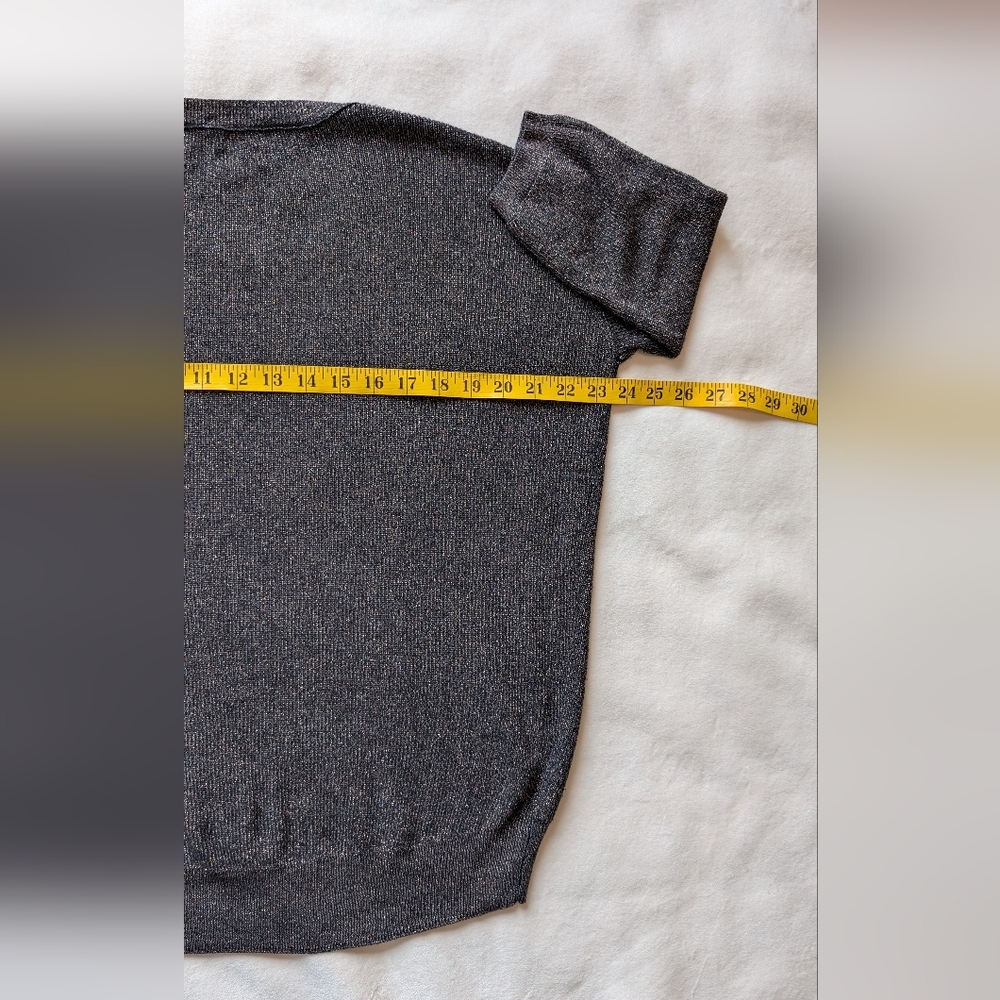 Aritzia Wilfred Women's Sweater Silk Cashmere 3/4 Sleeves Grey Gold Knit Size S - Picture 8 of 14